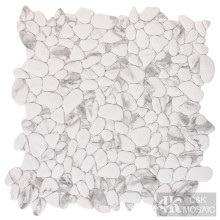 White Pebble Glass Stone  Floor Mosaic Tile